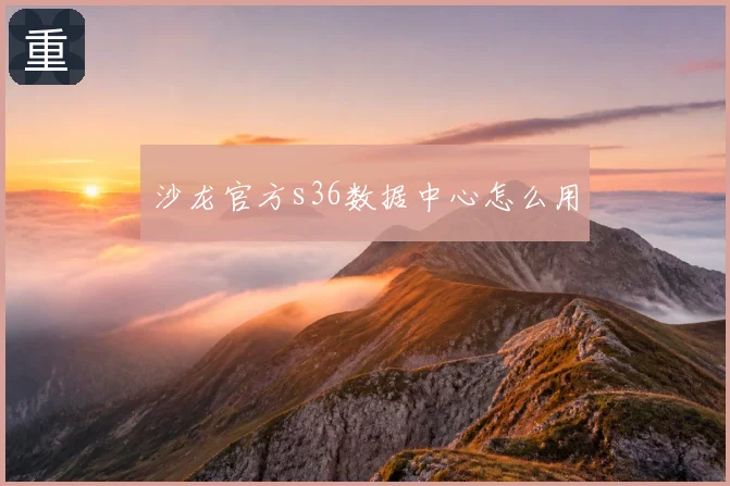 沙龙官方s36数据中心怎么用